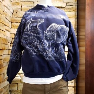 90s wolf wrap around nature sweater